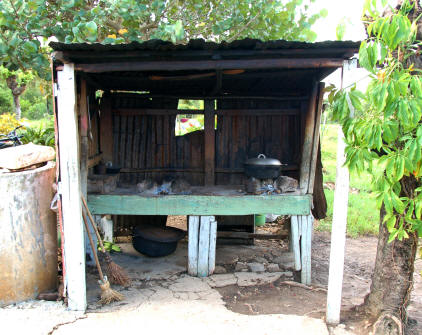 Cooking bench in rural shack