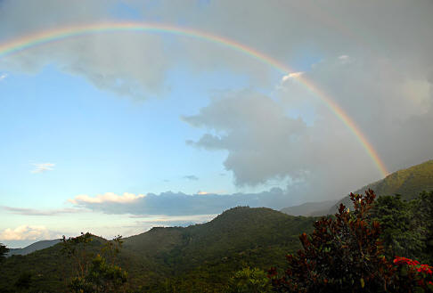 Rainbow over mountains