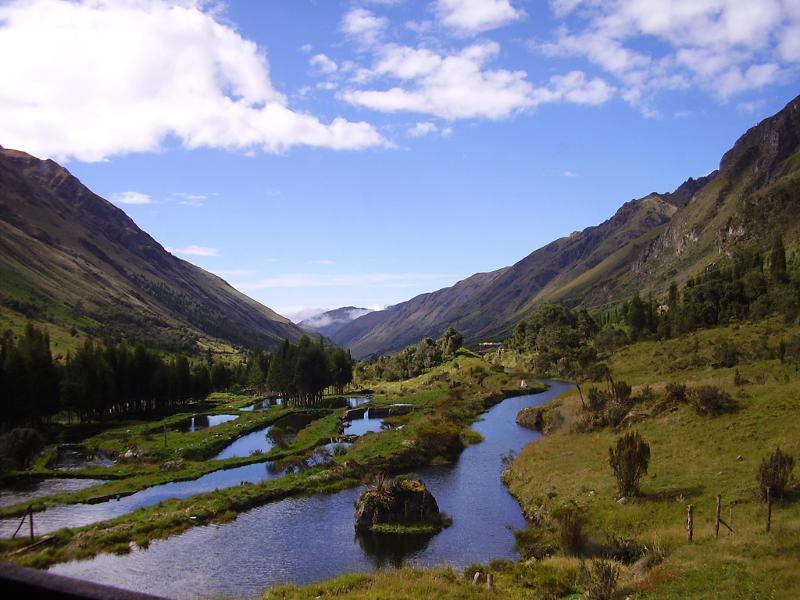 Blue lake in a mountain valley