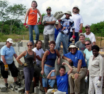 Volunteer team posing