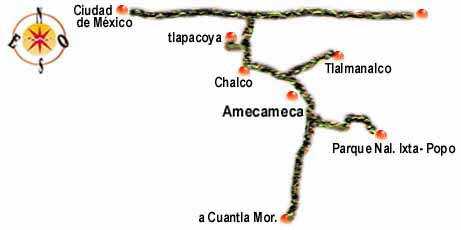 Map of highways near Mexico City