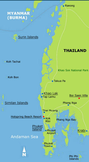 Map of southern Thailand